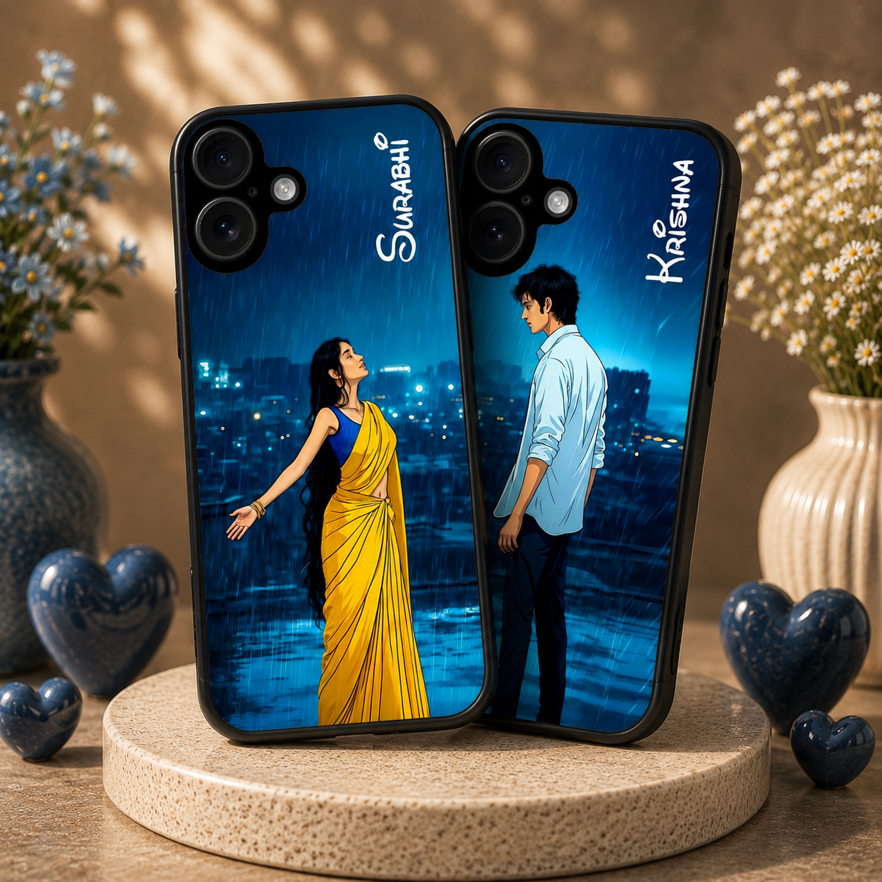 Personalized Couple Mobile Cover with Custom Names – Available for All Models! 74