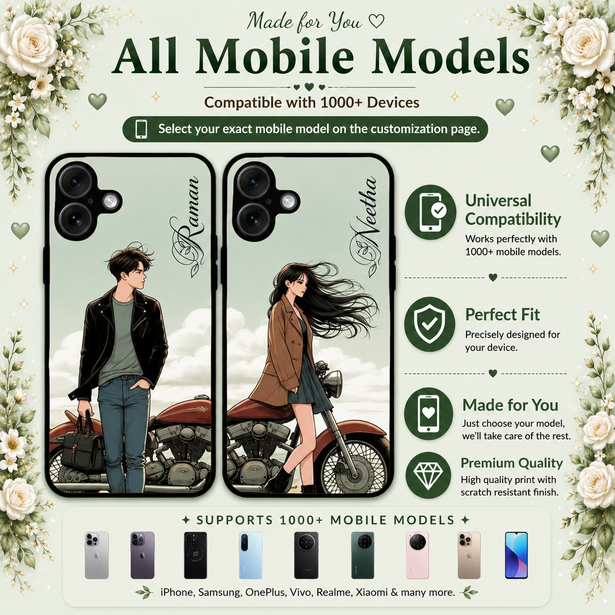 Personalized Couple Mobile Cover with Custom Names – Available for All Models! 76