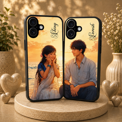 Personalized Couple Mobile Cover with Custom Names – Available for All Models! 77