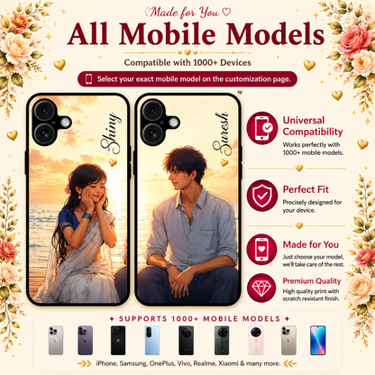 Personalized Couple Mobile Cover with Custom Names – Available for All Models! 77