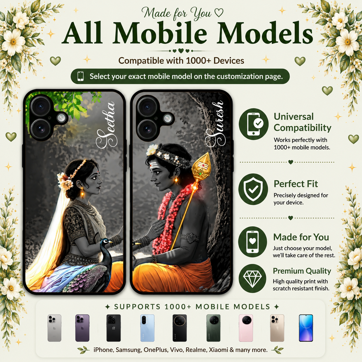 Personalized Couple Mobile Cover with Custom Names – Available for All Models! 78