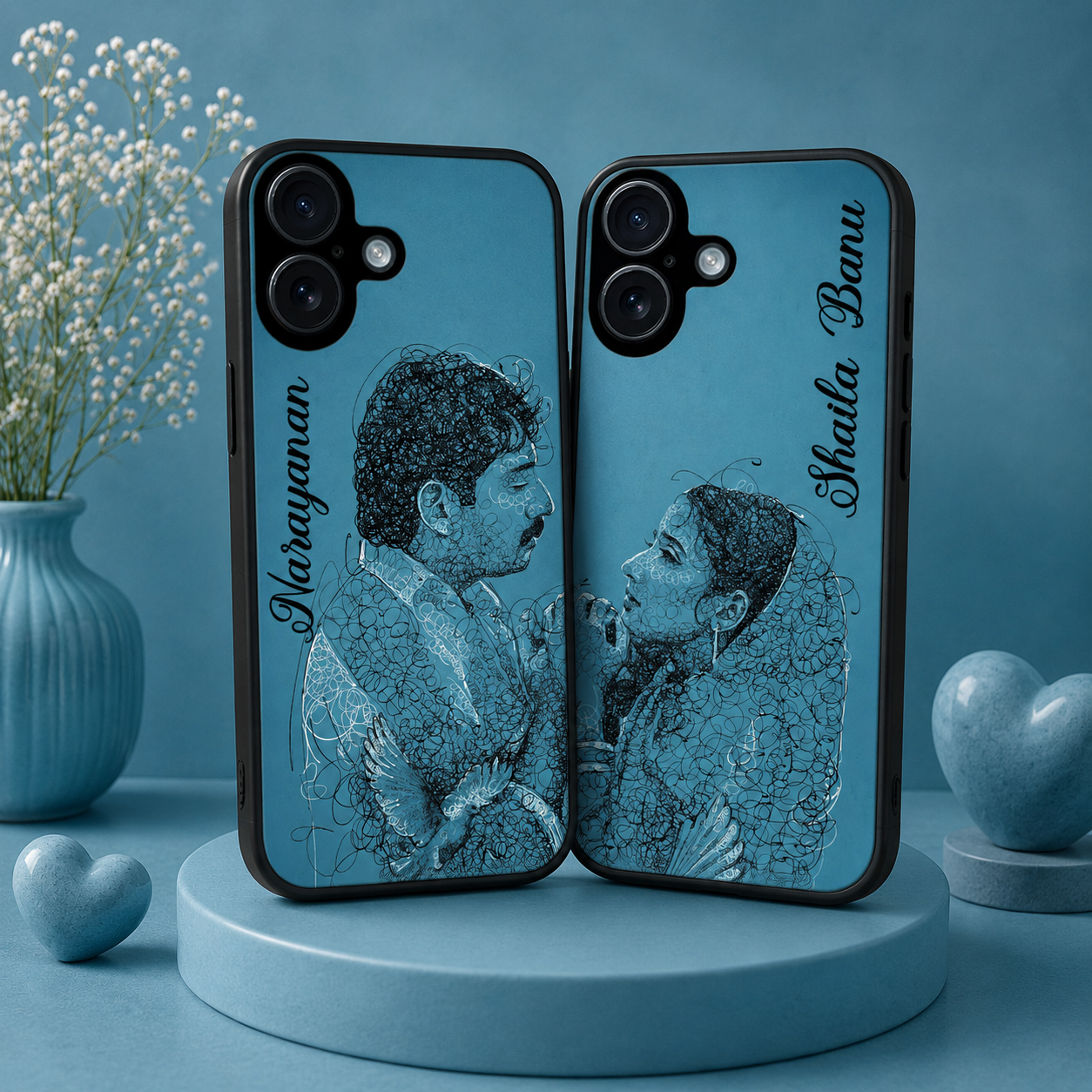 Personalized Couple Mobile Cover with Custom Names – Available for All Models! 79
