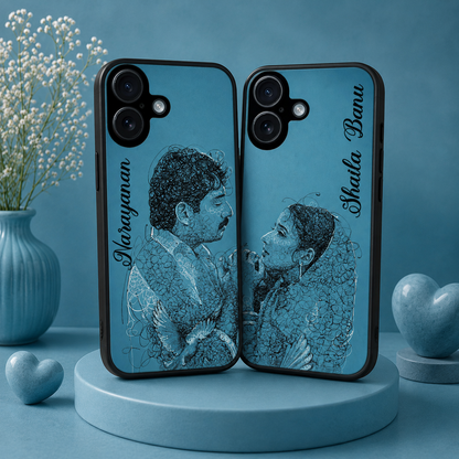 Personalized Couple Mobile Cover with Custom Names – Available for All Models! 79