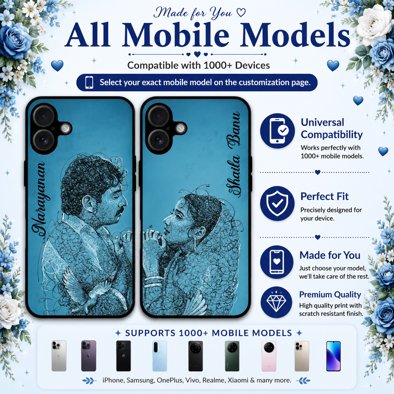 Personalized Couple Mobile Cover with Custom Names – Available for All Models! 79