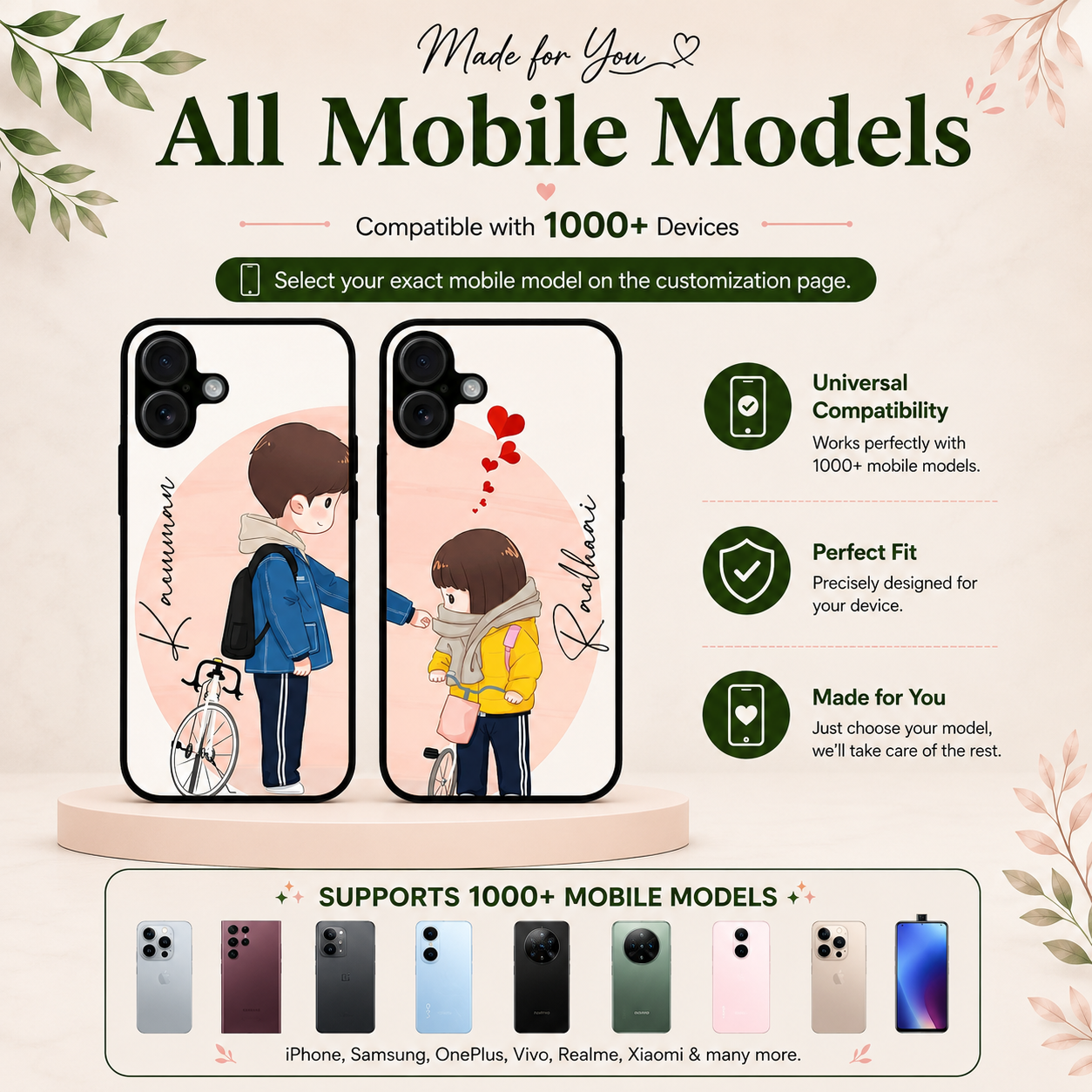 Personalized Couple Mobile Cover with Custom Names – Available for All Models! 07