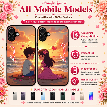 Personalized Couple Mobile Cover with Custom Names – Available for All Models! 83