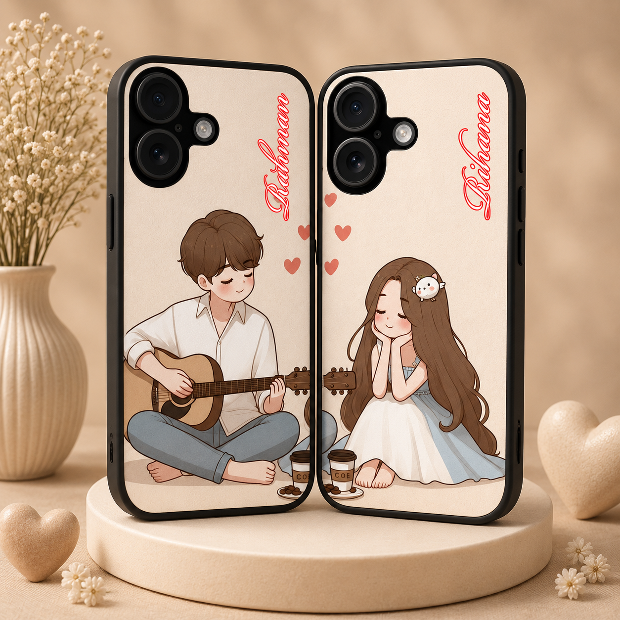 Personalized Couple Mobile Cover with Custom Names – Available for All Models! 84