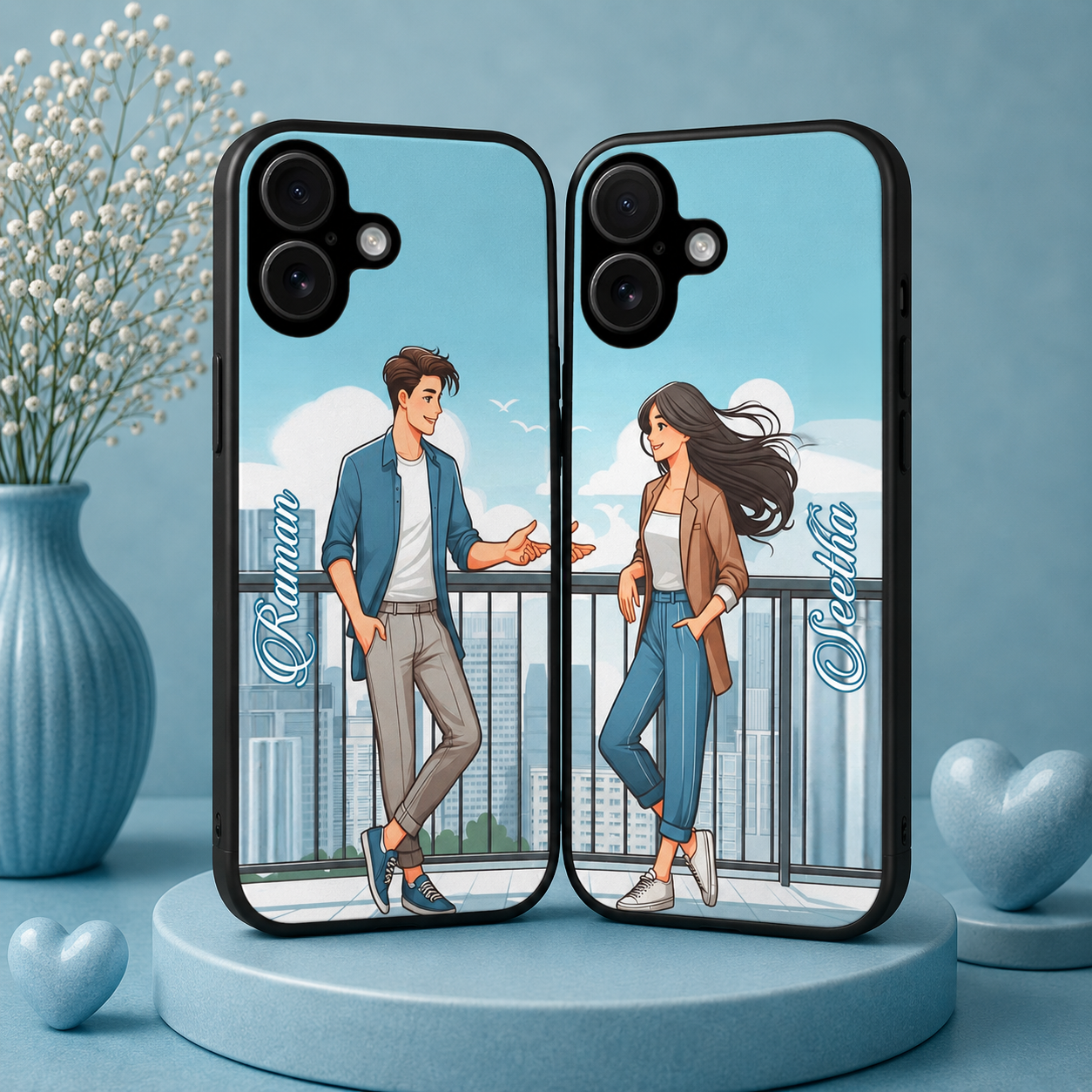 Personalized Couple Mobile Cover with Custom Names – Available for All Models! 86