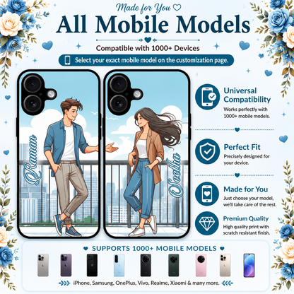 Personalized Couple Mobile Cover with Custom Names – Available for All Models! 86