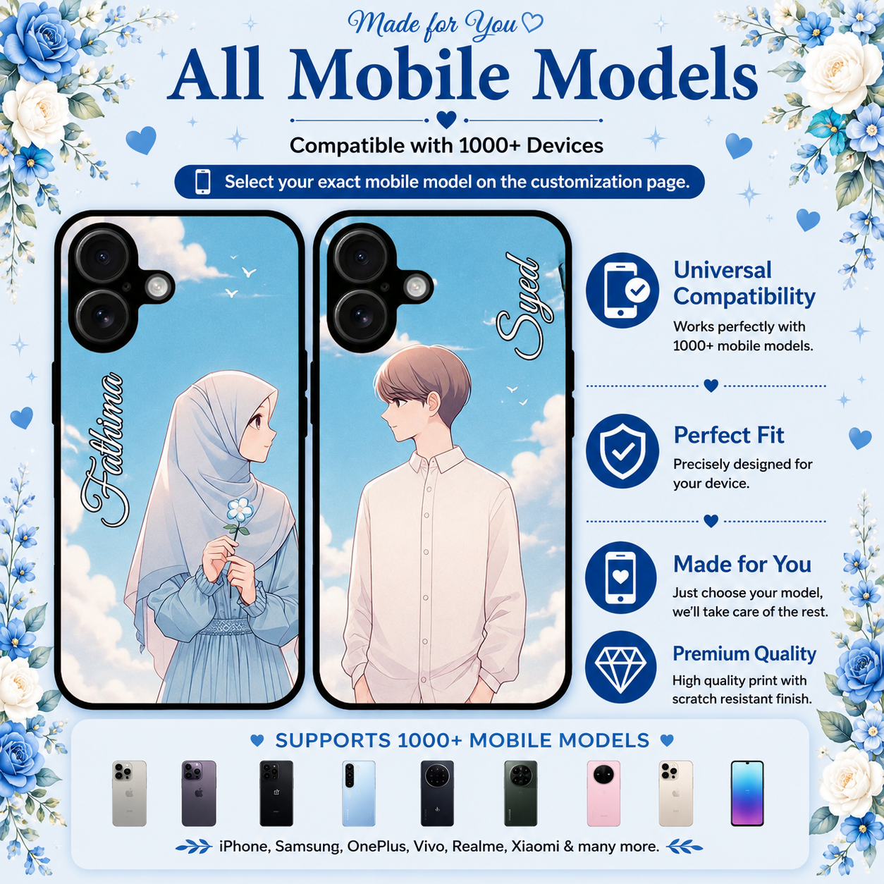 Personalized Couple Mobile Cover with Custom Names – Available for All Models! 88