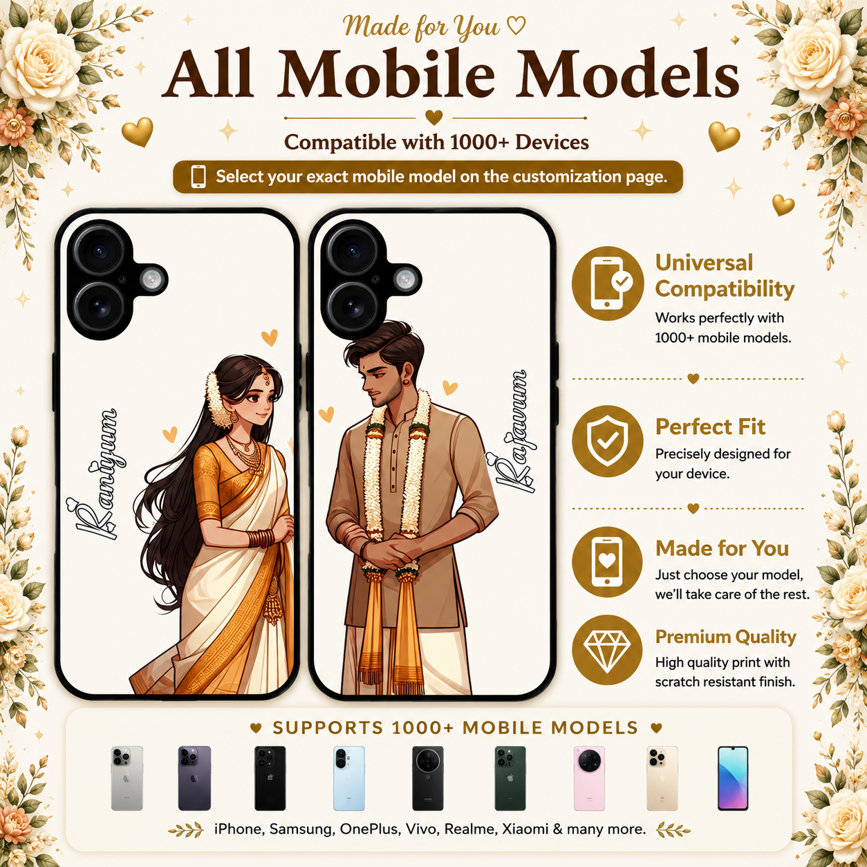 Personalized Couple Mobile Cover with Custom Names – Available for All Models! 89