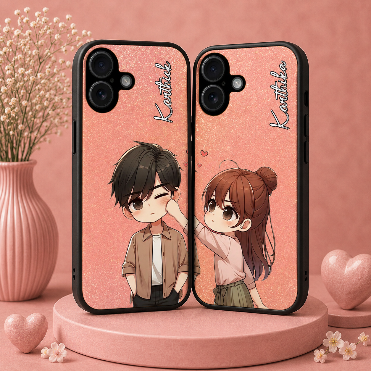 Personalized Couple Mobile Cover with Custom Names – Available for All Models! 90
