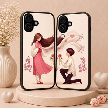 Personalized Couple Mobile Cover with Custom Names – Available for All Models! 91 Femina)