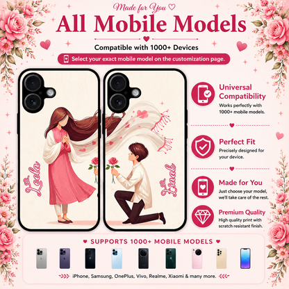 Personalized Couple Mobile Cover with Custom Names – Available for All Models! 91 Femina)