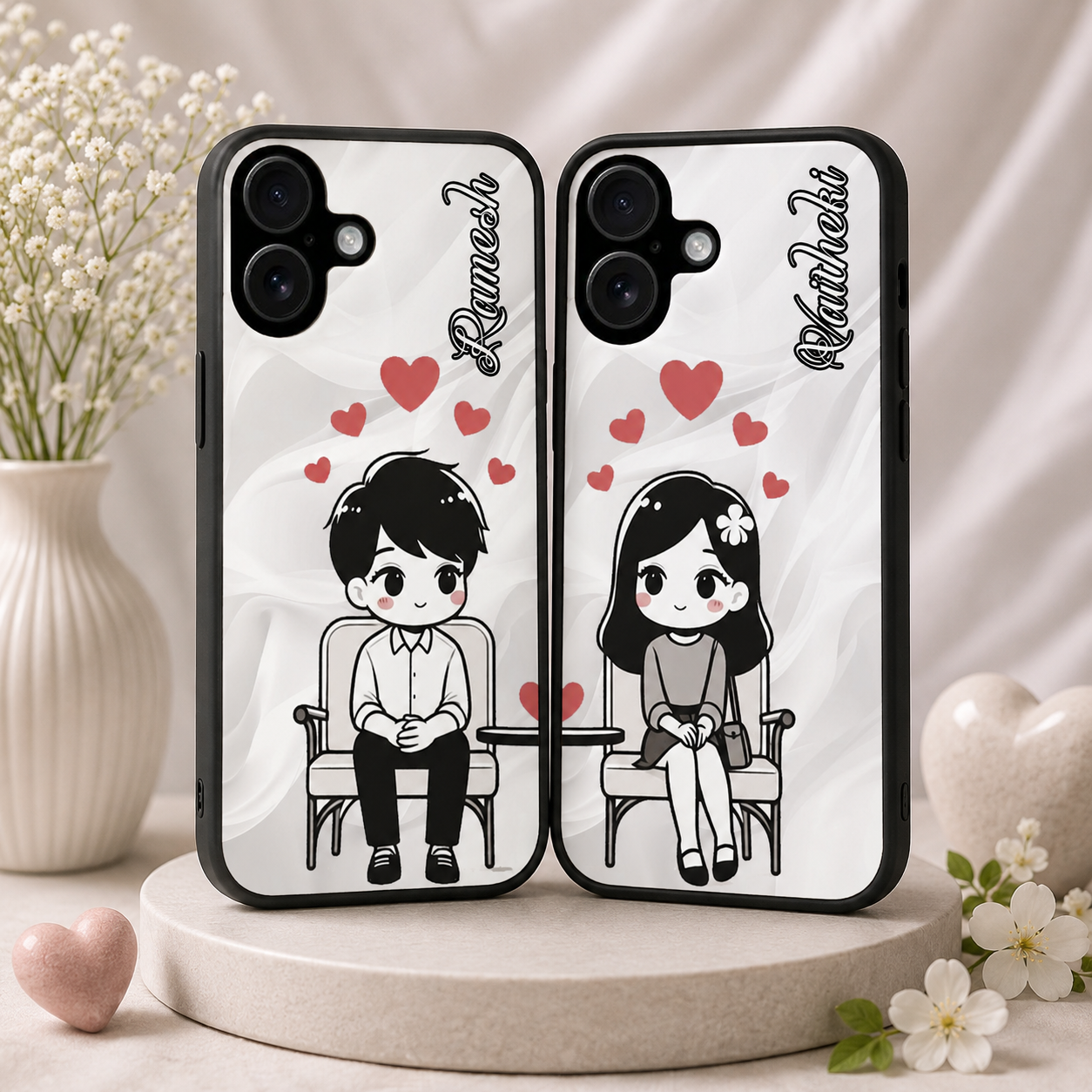 Personalized Couple Mobile Cover with Custom Names – Available for All Models! 93