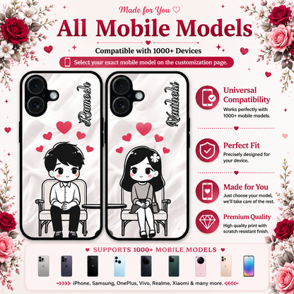 Personalized Couple Mobile Cover with Custom Names – Available for All Models! 93