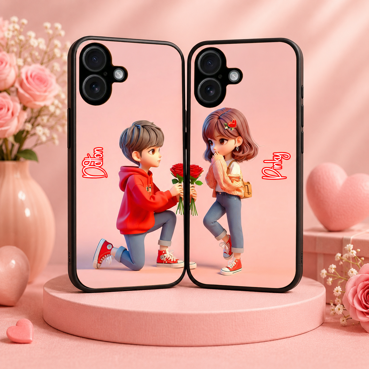 Personalized Couple Mobile Cover with Custom Names – Available for All Models! 95