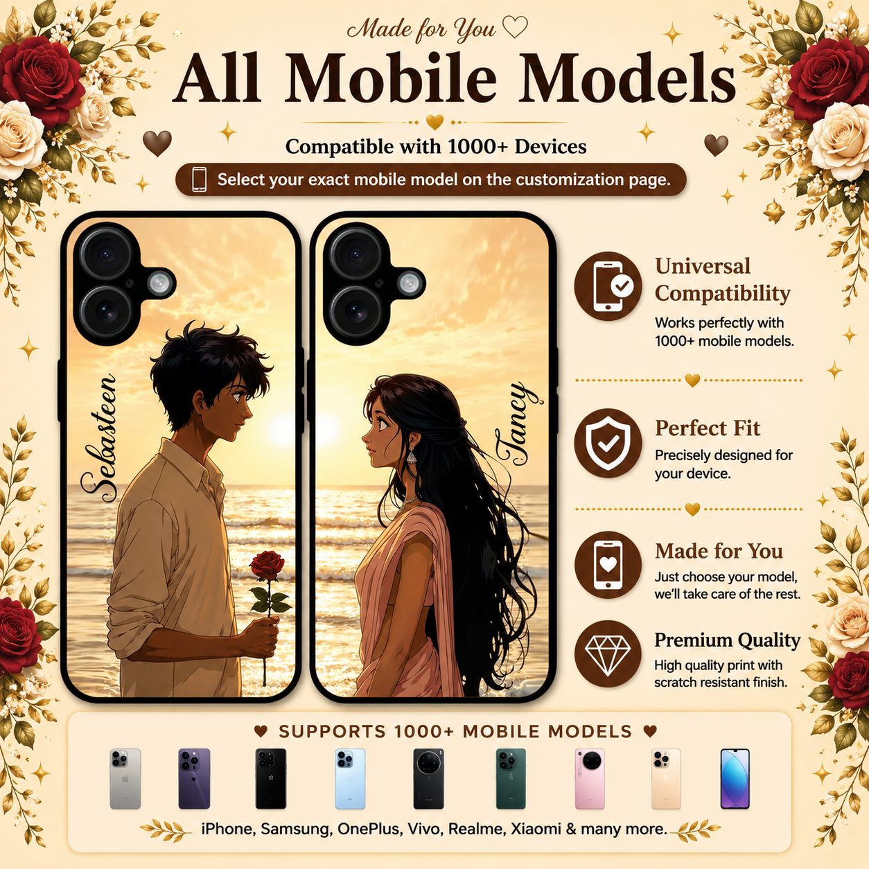 Personalized Couple Mobile Cover with Custom Names – Available for All Models! 97
