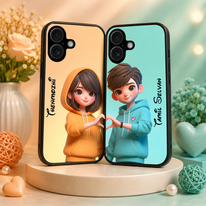 Personalized Couple Mobile Cover with Custom Names – Available for All Models! 99