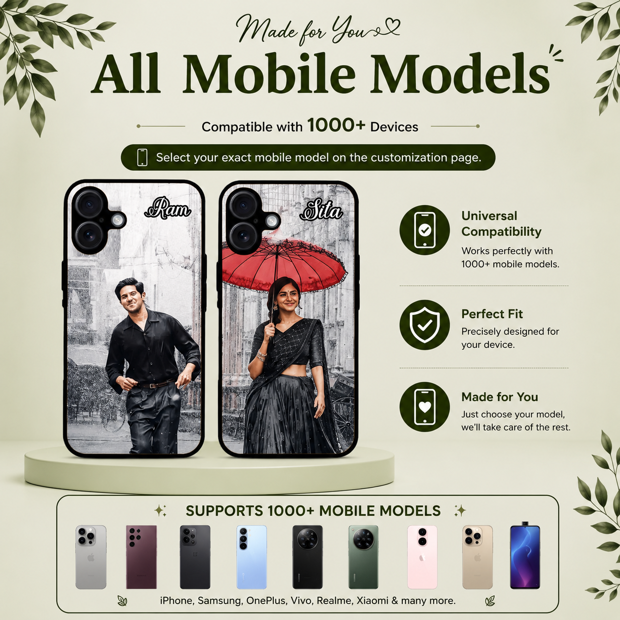 Personalized Couple Mobile Cover with Custom Names – Available for All Models! 09